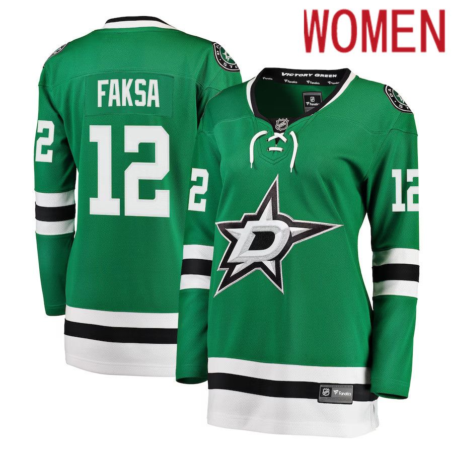 Women Dallas Stars #12 Radek Faksa Fanatics Branded Kelly Green Breakaway Player NHL Jersey->women nhl jersey->Women Jersey